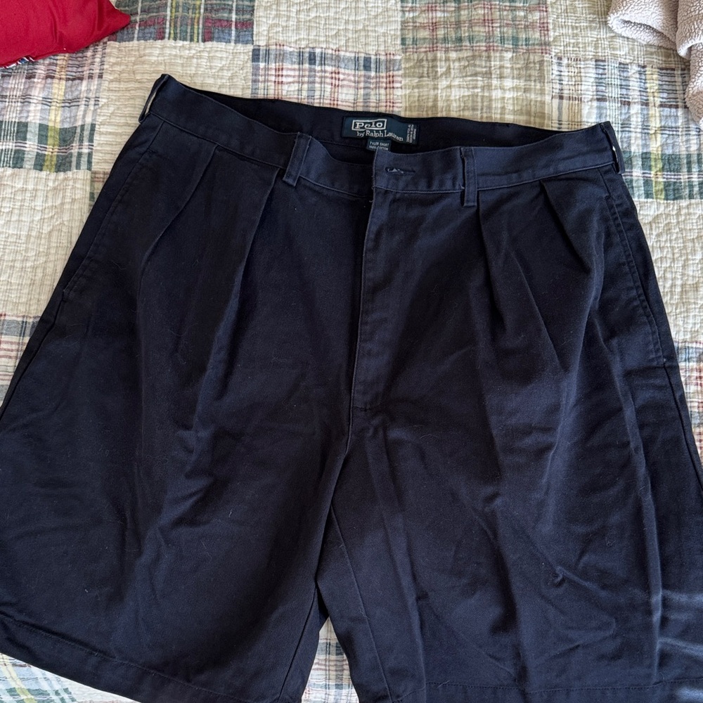 Polo by Ralph Lauren Men's Navy Shorts, 36, pleated.  Good condition